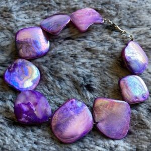 Purple dyed mother of Pearl bracelet